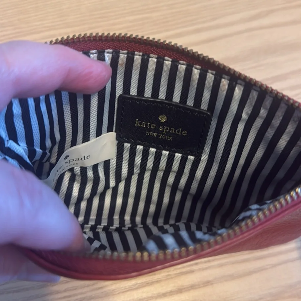 Kate Spade Zippered Wristlet Coin Pouch Burgundy - Picture 5 of 7